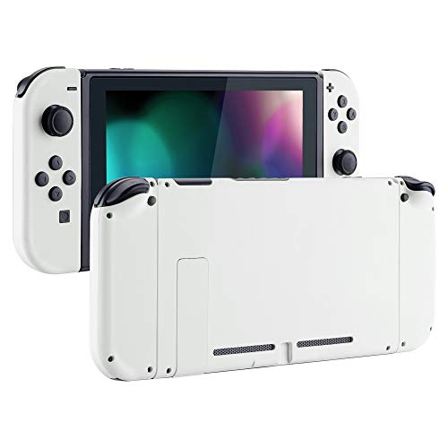 eXtremeRate DIY Replacement Shell Buttons for Nintendo Switch, White Back Plate for Switch Console, Custom Housing Case with Full Set Buttons for Joycon Handheld Controller [Only Shell, NO Console] - color: White