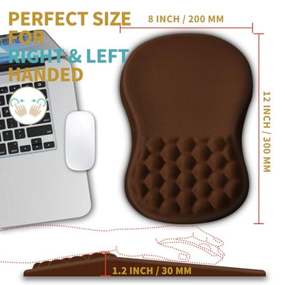 Hokafenle Ergonomic Mouse Pad Wrist Support with Massage Design, Wrist Rest Pain Relief Mousepad with Memory Foam&Non-Slip PU Base, Mouse Pads for Wireless Mouse & Desk (12x8 inch,Brown) - color: HK013-Brown