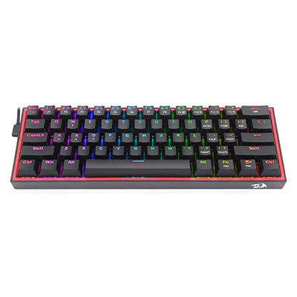 Redragon K617 Fizz 60% Wired RGB Gaming Keyboard, 61 Keys Hot-Swap Compact Mechanical Keyboard w/ 16.8M RGB Backlight, Red Inner Design, Programmable Linear Red Switch, Pro Software - color: Black (Red Inner)