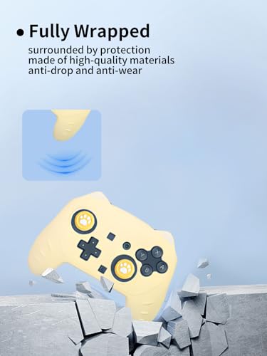 Case for Nintendo Switch 2 Pro Controller,UYRUREL Premium Sillence Material,Shock-Absorbing and Anti Drop Protection Soft Shell,with Stickers and Thumb Grips,Yellow. - color: Yellow