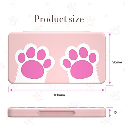NANANINO Pink Game Storage Case Compatible with Nintendo Switch – Slim 24-Slot Holder with Cute Cat Paw Design - color: CatPaw