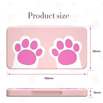 NANANINO Pink Game Storage Case Compatible with Nintendo Switch – Slim 24-Slot Holder with Cute Cat Paw Design - color: CatPaw