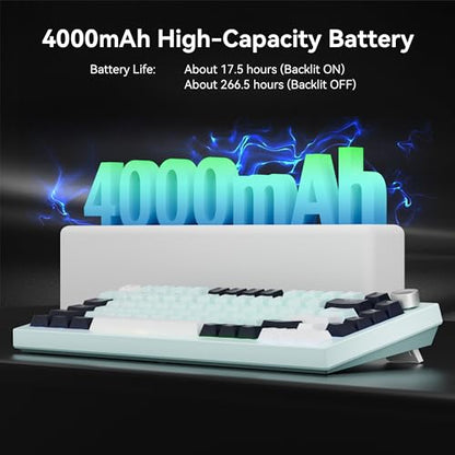 Gurjot K81 Pro Wireless Mechanical Keyboard,75% Hot Swappable with Knob | RGB Backlit,Side Printed PBT Keycaps,2.4GHz/USB-C/BT5.0 Mechanical Gaming Keyboards - color: Iceland Blue