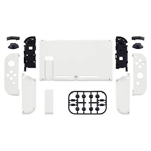 eXtremeRate DIY Replacement Shell Buttons for Nintendo Switch, White Back Plate for Switch Console, Custom Housing Case with Full Set Buttons for Joycon Handheld Controller [Only Shell, NO Console] - color: White
