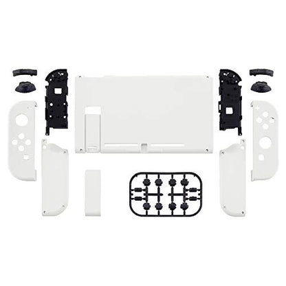 eXtremeRate DIY Replacement Shell Buttons for Nintendo Switch, White Back Plate for Switch Console, Custom Housing Case with Full Set Buttons for Joycon Handheld Controller [Only Shell, NO Console] - color: White