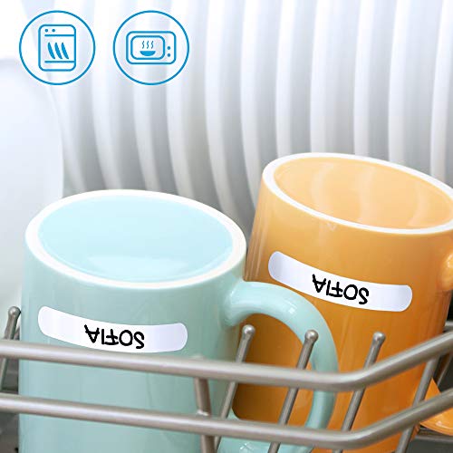 50 Personalized Adhesive Labels to Mark Objects 2.3 x 0.4 in. Waterproof Stickers to Mark School Supplies, Books, kindergartens Goods, Summer Camps, Children's Toys, etc. - color: White