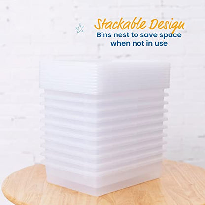 ECR4Kids Letter Size Tray Organizer with Lid, Small, 10-Piece, Clear | Durable plastic, GREENGUARD Gold Certified, 2 gallon capacity, stackable/nestable, easy-lift lids, classroom & home use - color: Clear