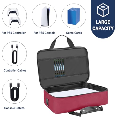 HUIJUTCHEN PS5 Travel Case - Shockproof & Waterproof, Fits PS5 Disc & Digital Edition, Holds Console, Controllers & Game Cards