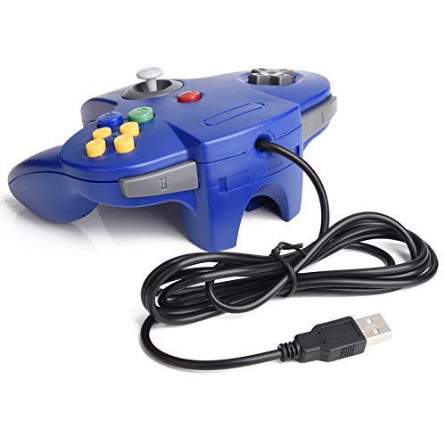 2 Pack Classic N64 Controller, miadore N64 Wired USB PC Game pad Joystick, N64 Bit USB Wired Game Stick Joy pad Controller for Windows PC MAC Linux Raspberry Pi 3 Sega Genesis (Clear Green/Blue) - color: Clear Green/Blue