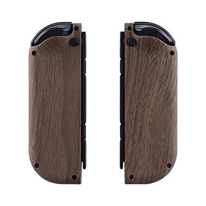 eXtremeRate DIY Replacement Shell Buttons for Nintendo Switch & Switch OLED, Wood Grain Soft Touch Custom Housing Case with Full Set Button for Joycon Handheld Controller - Console Shell NOT Included - color: Wood Grain