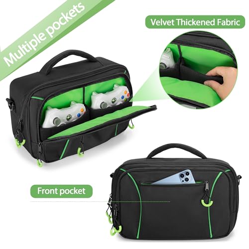 PGmoon Travel Carrying Case Compatible with Xbox Series S Console | Storage Carry Bag with Padded PE Foam Liner for Controllers, Cables and More Accessories (Patent Design)