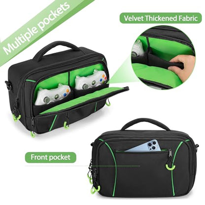 PGmoon Travel Carrying Case Compatible with Xbox Series S Console | Storage Carry Bag with Padded PE Foam Liner for Controllers, Cables and More Accessories (Patent Design)