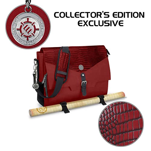 ENHANCE Collector's Edition RPG Player's Essentials DnD Bag - Dragon Hide Exterior Messenger Bag Fits 2-4 Books, Binders, Dice & Accessories, with 17 inch Laptop Slot, Battlemap Straps (Dragon Red) - color: Dragon Red