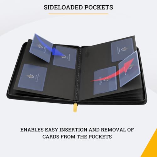 Card Guardian - Toploader 4 Pocket Premium Binder with Zipper for 160 Cards - Side Loaded Pockets - Compatible with Sports and Trading Cards TCG (Red) - color: Red