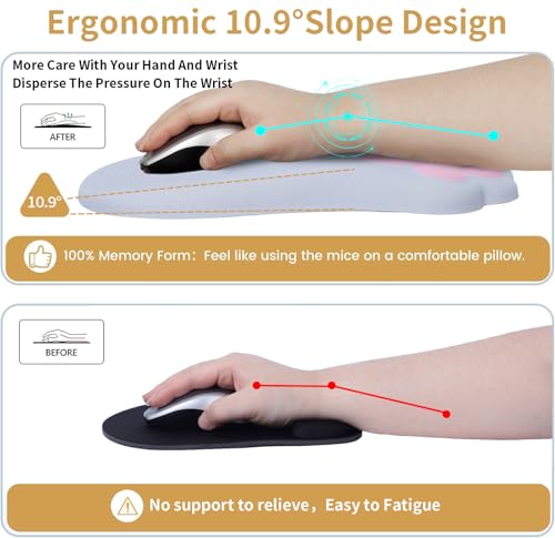 L-SPOUTTO Ergonomic Mouse Pad with Wrist Rest,Cute Mouse Pad Wrist Support | Cat Paw Comfortable Massage Design,Computer Pain Relief Mousepad with Non-Slip PU Base for Desk Laptop Gaming,Grey - color: Grey