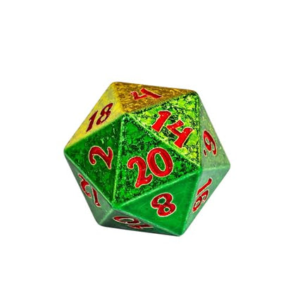 7PCS DND Dice Set Sparkling D&D Polyhedral Dice for Tabletop Games | Leather Storage Bag, DM Gift, for Dungeons and Dragons Role Playing Games - color: Electroplated-green&yellow