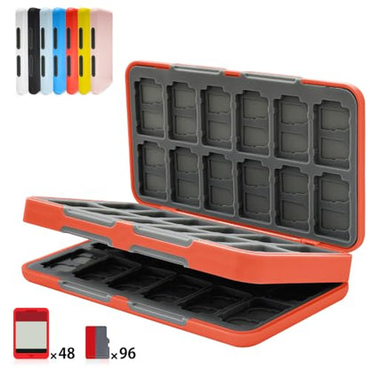 ONETIAOLONG Switch Game Case Holder for Switch 2 & OLED & Lite with 48 Cartridge Slots and 96 Micro SD Card Storage with Magnetic Closure,Protective Hard Shell and Soft Lining for Easy carrying - color: Red, style: 48-slots
