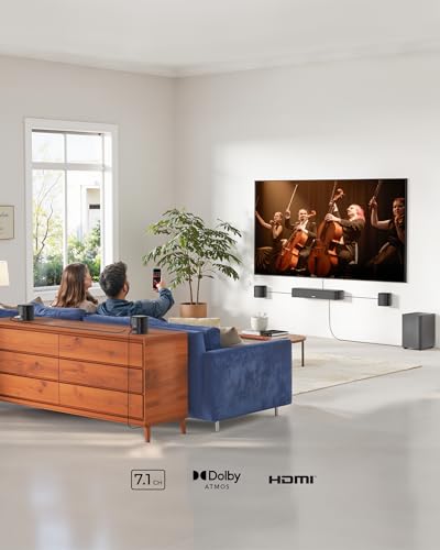 ULTIMEA 7.1ch Dolby Atmos Surround Sound System for TV, with 4 Surround Speakers, Surround Sound System Sound Bar with Subwoofer for Home Theater, App Control, HDMI eARC, Aura A60, 2026 Model