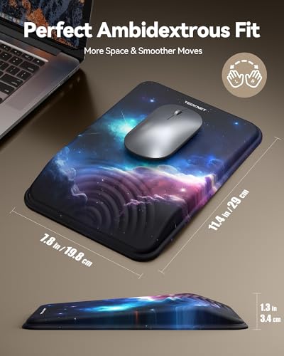 Ergonomic Mouse Pad with Wrist Rest, Mousepad with Wrist Support with Built-in Memory Foam and Ergonomic Slope Design Relieves Carpal Tunnel Syndrome Pain，Desk Computer Office Gaming Mouse Pads - color: Universe