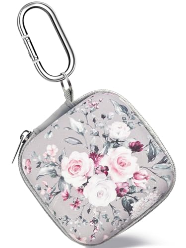 Earbud Case Headphone Organizer Ear Bud Case Portable EVA Carrying Box Storage Bag with Carabiner for AirPods Beats Bose Galaxy Buds 4/3/FE Data Cable Storage (Pink Rose) - color: Pink Rose