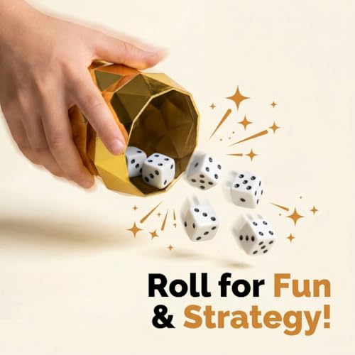 BLUE DRAGON Farkle Classic Dice Game Set, 3-in-1 Family Game, 6 Dice Kit | Kids & Adults 8+, Classic/Poker/Blackjack Modes, Dice Cup, Score Sheets, 2-6 Players, Travel Game, Party Game, Strategy Game