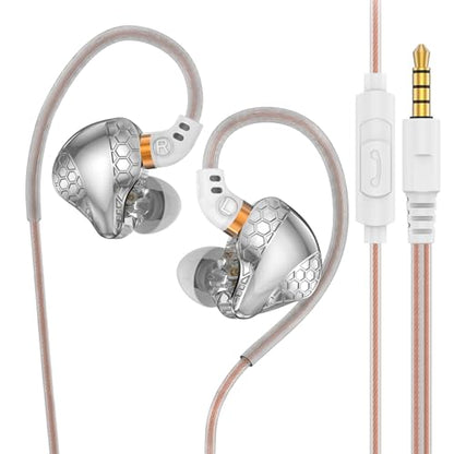 In Ear Monitor Headphones Dual Magnetic Dynamic Driver IEM with Mic, Silver | Hybrid Banlance Armature with Dynamic in Ear Headphones IEM Earphones Gaming Earbuds - color: H89-Silver
