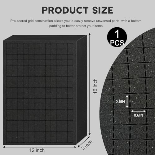 Pick and Pluck Foam Sheets, 1Pcs 16 x 12 x 3 Inch Pick Apart Foam Inserts for Camera Storage, Crafts, Tool Box, Storage Drawer - size: 16x12x3inch
