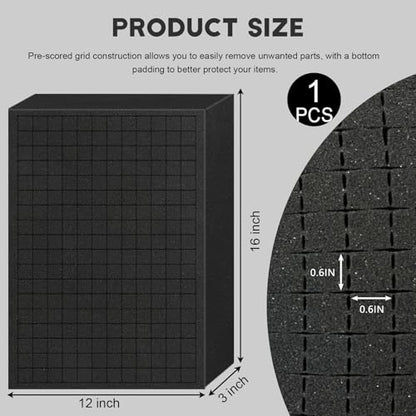 Pick and Pluck Foam Sheets, 1Pcs 16 x 12 x 3 Inch Pick Apart Foam Inserts for Camera Storage, Crafts, Tool Box, Storage Drawer - size: 16x12x3inch