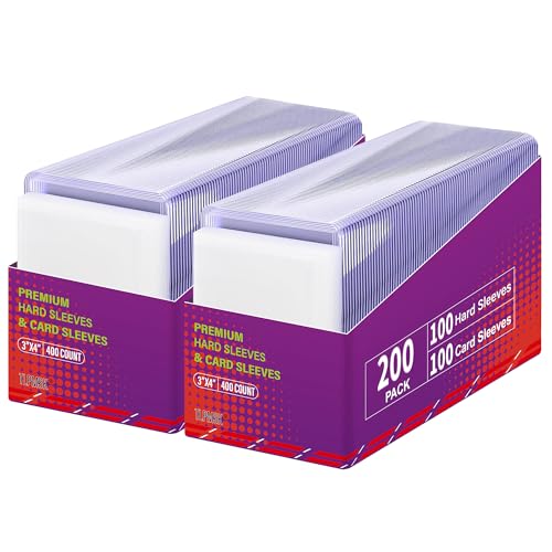 400 Packs Card Sleeves,3"X4" Baseball Collectible Trading Card Protective Sleeves,Hard Plastic Card Holder for Trading Sports Football Game Cards (200 Hard Sleeves+200 Soft Sleeve) - style: 200 Hard Sleeves + 200 Soft Sleeves