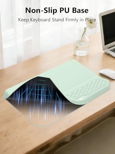 2-in-1 Ergonomic Keyboard Stand with Wrist Rest, Comfy Keyboard Riser Holder with Massage Design, Light Green - color: Light Green