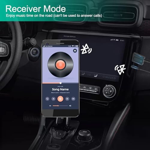 USB Bluetooth 5.0 Transmitter Receiver, 2-in-1 Mini Wireless Audio Adapter, 3.5mm Bluetooth AUX Adapter for TV PC Headphones Speakers Car/Home Stereo System, USB Power Supply