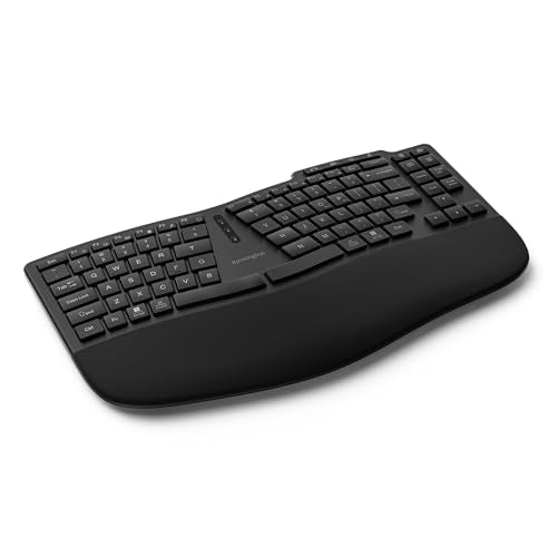 Kensington Pro Fit Ergo Wireless Keyboard KB675, Ergonomic, Rechargeable, Bluetooth & 2.4GHz Connection, Programmable Keys, Black, K75491US | Ergonomic layout, rechargeable, Bluetooth and 2.4GHz connection, programmable keys - style: rechargeable keyboard