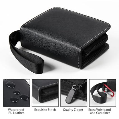 GEAoffice 1 Pocket Mini Trading Card Binder Holds 80 Cards, Black | 40 Removable Acid-free & Non-PVC Sleeves, Premium PU Leather, Zip Close Card Album Binder for TCG, MTG, Sports&Games, Gift - color: Black-1 Pocket