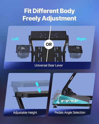 VEVOR Racing Wheel Stand, Adjustable & Foldable Simulator Stand for Logitech G29 G27 G920 G923, Thrustmaster T300RS T300GT T248 TS-PC TSXW Gaming Cockpit,Pedals Simulator NOT Included | Fit for Logitech G29 G27 G920 G923, Thrustmaster T300RS T300GT T248 T