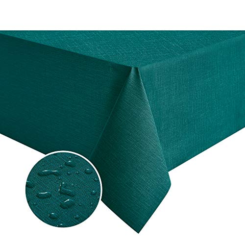 NLMUVW Square Vinyl Tablecloth 100% Waterproof Spill Proof PVC Table Cloth Wipe Clean Table Cover for Kitchen Dining Picnic, Teal, 42 x 42 Inch - color: Teal, size: 42" x 42" (Square)