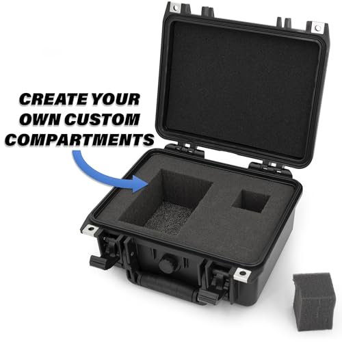 CASEMATIX 11" Waterproof Hard Case with Customizable Foam for Portable Electronics, Tools and Accessories - Hard Shell Small Plastic Case with Pre-Diced Travel Case Foam Interior - size: 11"