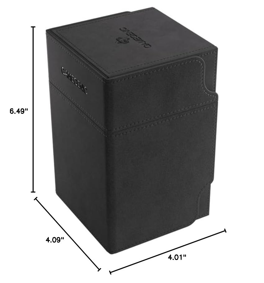 Watchtower 100+ XL Convertible Deck Box - Double-Sleeved Card Storage - Card Game Protector - Nexofyber Surface - Holds Up to 100 Cards - Black Color - Made by Gamegenic - color: Black