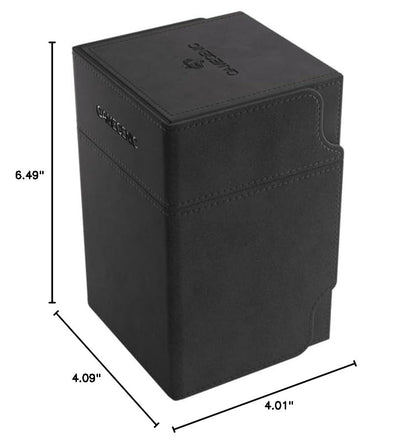 Watchtower 100+ XL Convertible Deck Box - Double-Sleeved Card Storage - Card Game Protector - Nexofyber Surface - Holds Up to 100 Cards - Black Color - Made by Gamegenic - color: Black