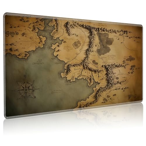 Playmat for MTG, 24 x 14 inches Game Play Mat for MTG TCG and Other Card Games, Trading Card Game Play Mat Desk Mats with Stitched Edges Non-Slip Base, Land Map - color: Land Map, size: Regular