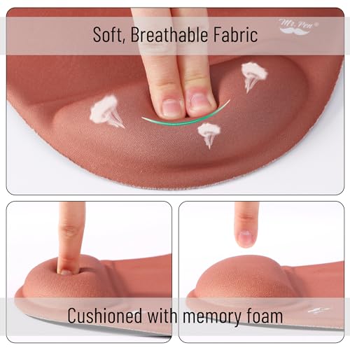 Mr. Pen- Ergonomic Mouse Pad with Wrist Rest | Breathable Fabric with Memory Foam Cushion, Non-Slip Rubber Base, Gel Mouse Pad with Wrist Support - color: Brown