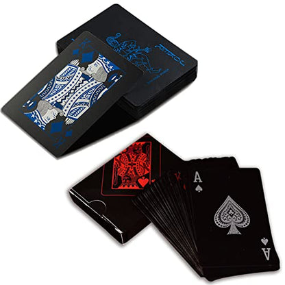 Merytes 2 Deck of Waterproof Poker Cards and Playing Cards with Flexible Plastic PVC and Classic Trick Cards - color: Red Blue