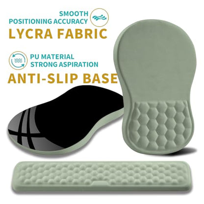 Hokafenle 2 in 1 Ergonomic Mouse Pad Wrist Support & Wrist Rest for Computer Keyboard Set, with Relieve Carpal Tunnel Pain Massage Bulge and Full Memory Gel Design (2In1 Set, Light Green) - color: Hk008-light Green