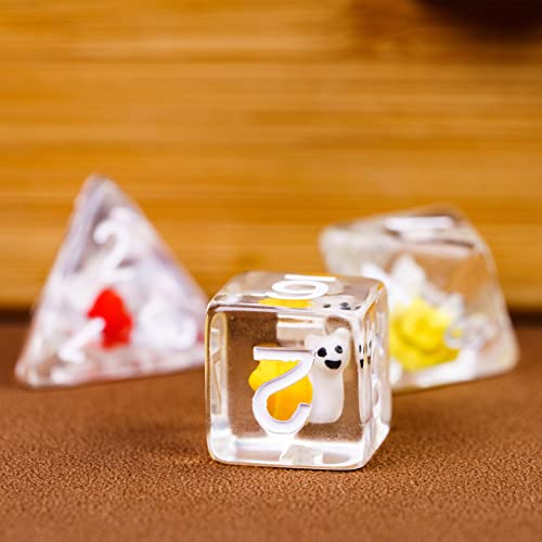 Cusdie 7-Die DND Dice, Polyhedral Dice Set Filled with Animal, for Role Playing Game D&D Dice (Colorful Snail) - color: Colorful Snail