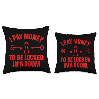 Funny Escape Room Art for Men Women Escape Game Escape Room Throw Pillow - size: 16x16