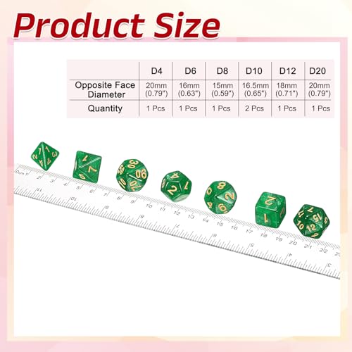 uxcell Polyhedral Dice Set, 7 Pcs Acrylic Dice for Role Playing Table Games Tabletop Gaming Accessories, Sparkling Emerald Green - color: Sparkling Emerald Green