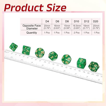 uxcell Polyhedral Dice Set, 7 Pcs Acrylic Dice for Role Playing Table Games Tabletop Gaming Accessories, Sparkling Emerald Green - color: Sparkling Emerald Green