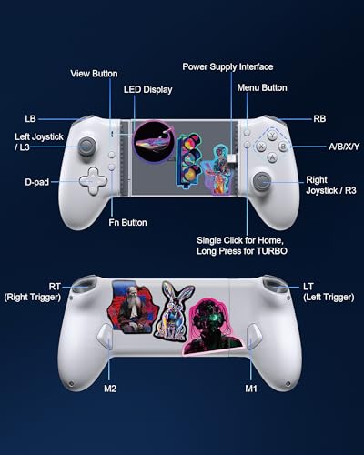 EasySMX M15 Mobile Gaming Controller for Android/iPhone 15 Series,Android Controller with Hall Trigger/Joysticks for COD（DIY Punk Graffiti） - color: White（Punk Graffiti）
