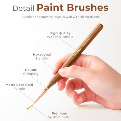 Nicpro 15 PCS Extreme Miniature Paint Brushes,Fine Micro Model Detail Brush | with Container for Acrylic, Watercolor, Oil, Paint by Numbers, Craft, Models, Miniatures - size: 15 PCS