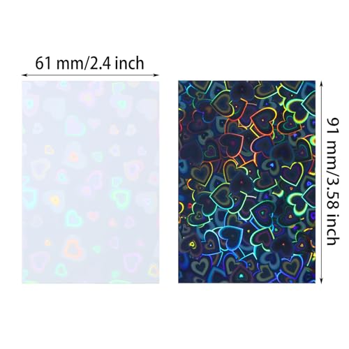 ONLYKXY 100pcs Soft Clear Plastic Heart Glitter Bag Storage Pouch Laser Sleeve Cover Pocket Holder Holographic Photo Protector Top Loader for 3in Trading Card Coin Jewelry (Black & White) - color: Black & White