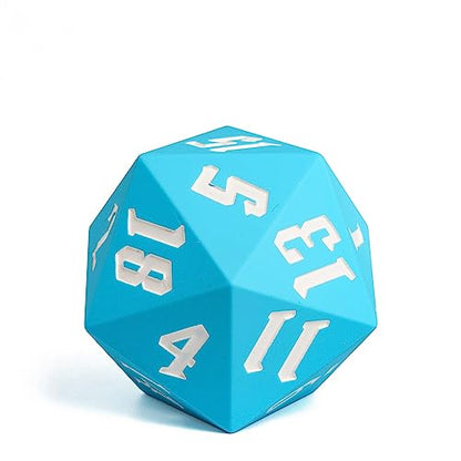 55mm Silicone D20 DND Dice, Large D20 Single 20 Sided D&D Dice | Soft & Comfortable Touch, Perfect Bouncer, Gift Box, Compatible with Dungeons and Dragons RPG Bar Pub Club Party Games - color: Sky Blue